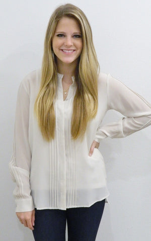 Gold Hawk Cream Pleated Blouse