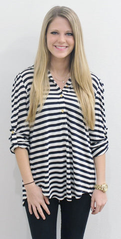 Julie Brown Knit Stripe L\S Tee