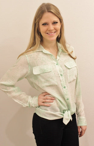 Equipment Signature Blouse in Mint Green Print