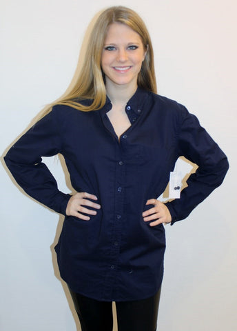 Equipment Signature Cotton Blouse in Navy