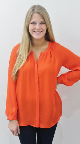 Joie Orange Long Sleeve Blouse