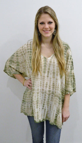 Gypsy Green Tan Boho Tunic