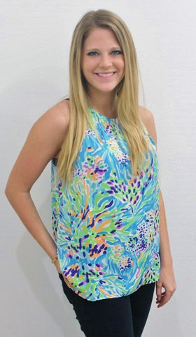 Lilly Pulitzer Skylar Halter Top in Sea Soiree