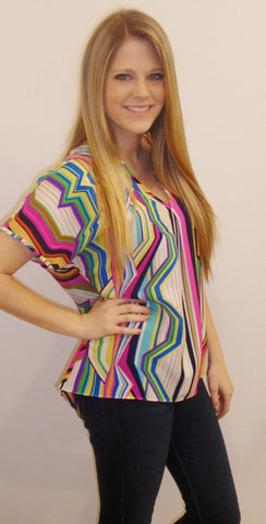 Amanda Uprichard Geo Rainbow Blouse