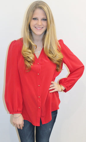 Annie Griffin Red Button Blouse