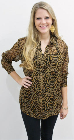 Equipment Signature Blouse-Leopard Print