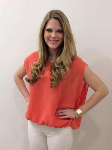 Annie Griffin Coral Sheer Top